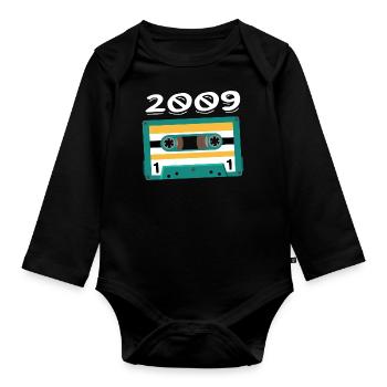 Cassette 2009 Vintage Anniversaire 2009 - Body Bébé bio manches longues - noir - Devant
