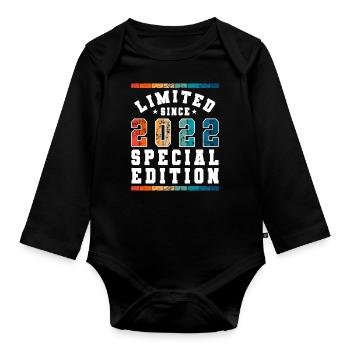 Edition limitée depuis 2022 Cadeau d’anniversaire - Body Bébé bio manches longues - noir - Devant