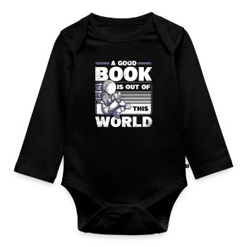 Un bon livre est hors de ce monde Raumschiff - Body Bébé bio manches longues - noir - Devant