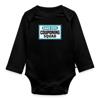 Funny Extreme Couponing Coupon Gift - Organic Longsleeve Baby Bodysuit - black - Front