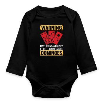 Dominoes Warning May Spontaneously Start Gambling - Baby Bio-Langarm-Body - Schwarz - Vorne