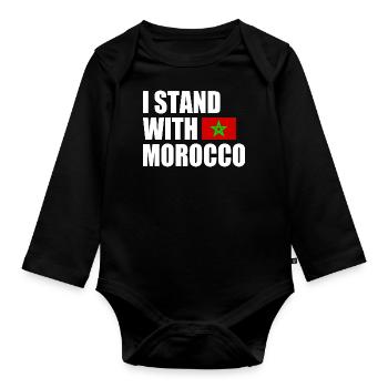 I stand with morocco maroc - Body Bébé bio manches longues - noir - Devant