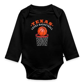 Texas basketball design for proud Texas fans - Organic Longsleeve Baby Bodysuit - black - Front