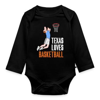 Texas basketball design for proud Texas fans - Organic Longsleeve Baby Bodysuit - black - Front