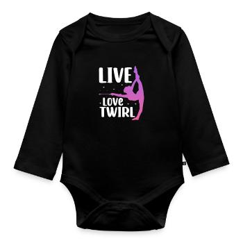 Baton Twirling Gymnastique Gymnastique Cadeau - Body Bébé bio manches longues - noir - Devant