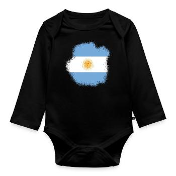 Drapeau de l’Argentine Amérique du Sud Drapeau de l’Argentine - Body Bébé bio manches longues - noir - Devant