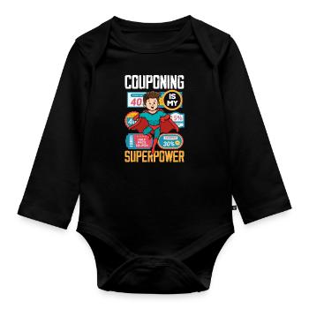 Lustiges Extrem Couponing Coupon Geschenk - Baby Bio-Langarm-Body - Schwarz - Vorne
