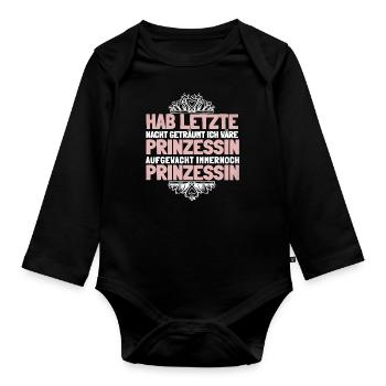 Prinzessin Witzig - Baby Bio-Langarm-Body - Schwarz - Vorne