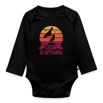 Schwerkraft Ist Optional Flügelfolie Wingsurfing - Baby Bio-Langarm-Body - Schwarz - Vorne