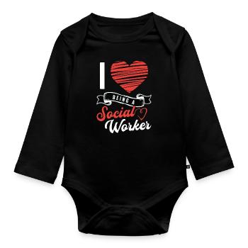 Social Service I Love Being A Social Worker Aide - Baby Bio-Langarm-Body - Schwarz - Vorne