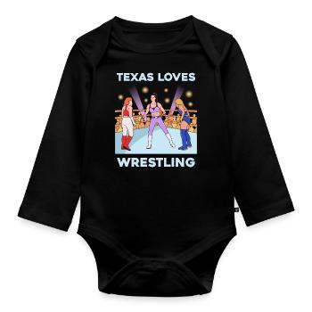 Texas wrestling design for proud Texas fans - Organic Longsleeve Baby Bodysuit - black - Front