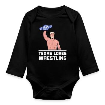 Texas wrestling design for proud Texas fans - Organic Longsleeve Baby Bodysuit - black - Front