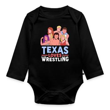 Texas Wrestling Design für stolze texanische Fans - Baby Bio-Langarm-Body - Schwarz - Vorne