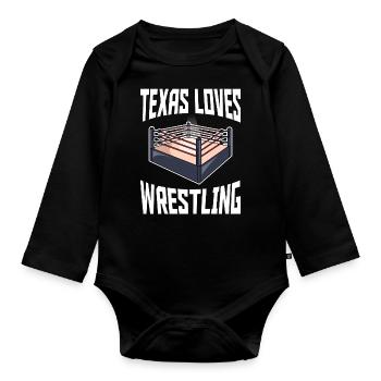Texas wrestling design for proud Texas fans - Organic Longsleeve Baby Bodysuit - black - Front