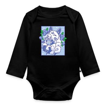 Kitsune Japon Anime Kawaii Blueberry - Body Bébé bio manches longues - noir - Devant