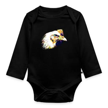 Chicken colorful head chicken - Organic Longsleeve Baby Bodysuit - black - Front
