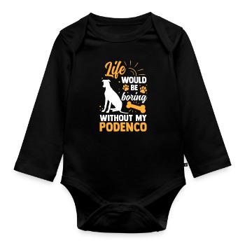 Langweilig ohne Podenco spanischer Windhund - Baby Bio-Langarm-Body - Schwarz - Vorne