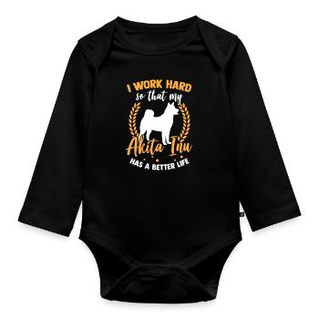 Travailler pour mon Akita Inu japonais Akita - Body Bébé bio manches longues - noir - Devant