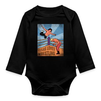Texas wrestling design for proud Texas fans - Organic Longsleeve Baby Bodysuit - black - Front