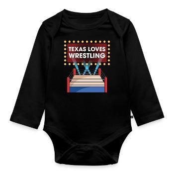 Texas wrestling design for proud Texas fans - Organic Longsleeve Baby Bodysuit - black - Front
