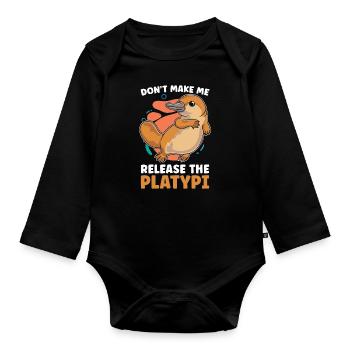 Platypus Don't Make Me Release Australian Wildlife - Organic Longsleeve Baby Bodysuit - black - Front