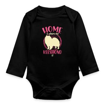 Wolfsspitz ist mein Zuhause Deutscher Spitz - Baby Bio-Langarm-Body - Schwarz - Vorne