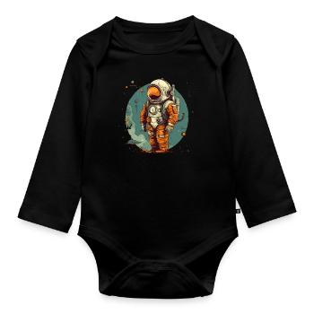 Astronaut - Baby Bio-Langarm-Body - Schwarz - Vorne