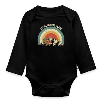 Sloth Hiking Team - Organic Longsleeve Baby Bodysuit - black - Front