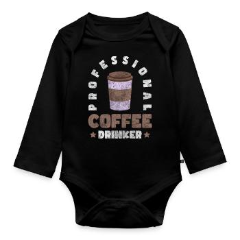 Morning grouch pick-me-up cappuccino cup - Organic Longsleeve Baby Bodysuit - black - Front