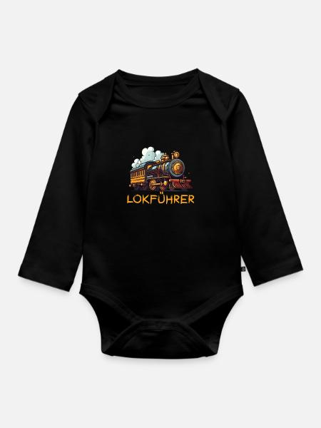 Eisenbahner - Baby Bio-Langarm-Body - Schwarz