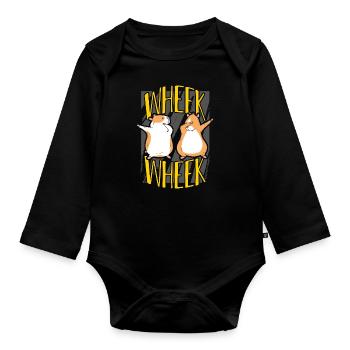 Guinea Pig Wheek Wheek Loves Hamster Animal Lover - Organic Longsleeve Baby Bodysuit - black - Front