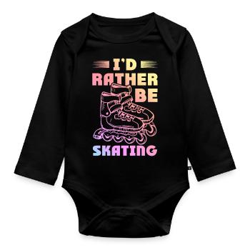 skating skate - Organic Longsleeve Baby Bodysuit - black - Front
