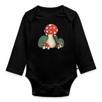 Mama Mushroom - Baby Bio-Langarm-Body - Schwarz - Vorne