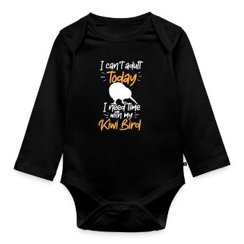 Brauche Zeit mit Kiwi Vogel Neuseeland - Baby Bio-Langarm-Body - Schwarz - Vorne