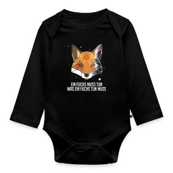 Ein Fuchs muss tun was ein Fuchs tun muss Fuchs - Baby Bio-Langarm-Body - Schwarz - Vorne
