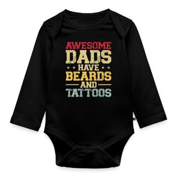 Beard Lover Bearded Man Dad - Organic Longsleeve Baby Bodysuit - black - Front