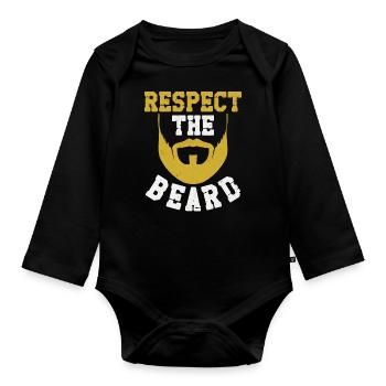 Beard Lover Bearded Man Respect - Organic Longsleeve Baby Bodysuit - black - Front