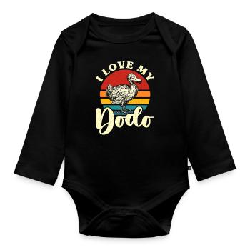 Dodo Bird I Love My Dodo Retro Flightless Animals - Organic Longsleeve Baby Bodysuit - black - Front