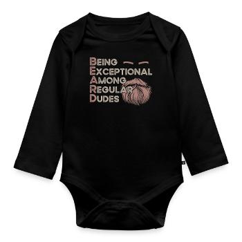 Beard Lover Bearded Man Ginger - Organic Longsleeve Baby Bodysuit - black - Front