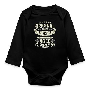 Birthday present born in 1951 72 years - Organic Longsleeve Baby Bodysuit - black - Front