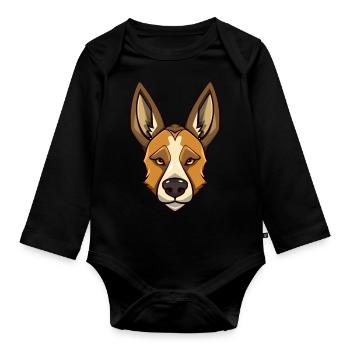 Cute dog design for dog owners - Organic Longsleeve Baby Bodysuit - black - Front