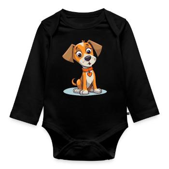 Cute dog design for dog owners - Organic Longsleeve Baby Bodysuit - black - Front