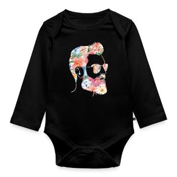 Beard Lover Bearded Man Flower - Organic Longsleeve Baby Bodysuit - black - Front