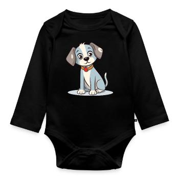 Niedliches Hundedesign für Hundebesitzer - Baby Bio-Langarm-Body - Schwarz - Vorne