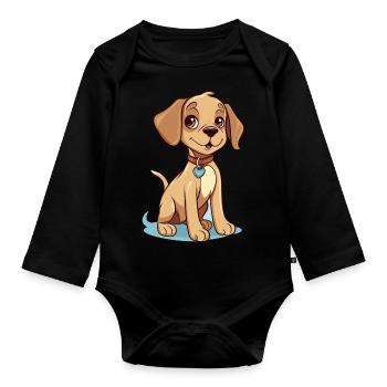 Cute dog design for dog owners - Organic Longsleeve Baby Bodysuit - black - Front