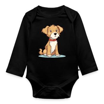 Niedliches Hundedesign für Hundebesitzer - Baby Bio-Langarm-Body - Schwarz - Vorne