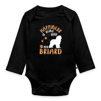 Briard makes me happy Berger de Brie - Organic Longsleeve Baby Bodysuit - black - Front