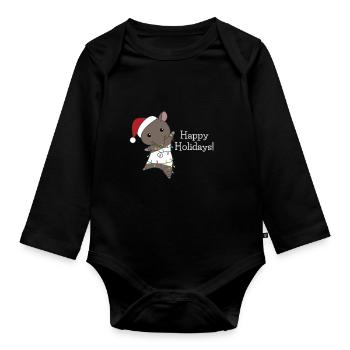 Tapir Christmas Tapirs Winter Animals - Organic Longsleeve Baby Bodysuit - black - Front