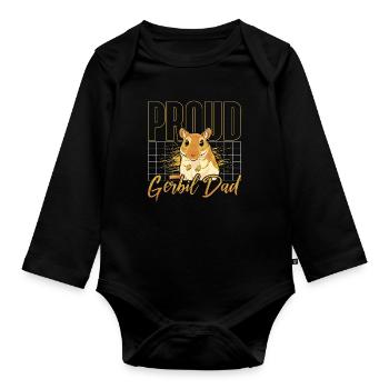 Gerbil Proud Gerbil Dad Gerbillinae Rodent Animals - Organic Longsleeve Baby Bodysuit - black - Front
