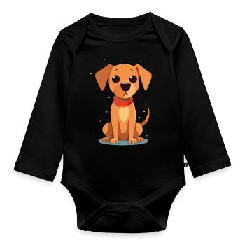 Cute dog design for dog owners - Organic Longsleeve Baby Bodysuit - black - Front